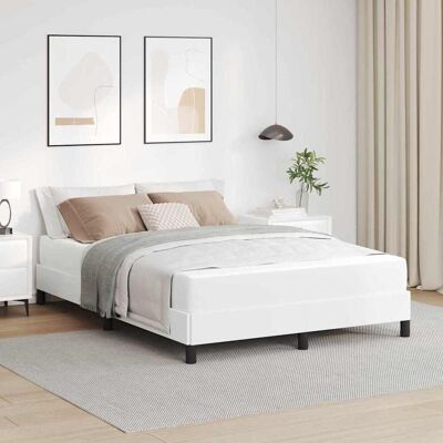 vidaXL Bettrahmen mit Matratze Reinweiß 140 x 190 cm Stoff - Weiß vidaXL Bettrahmen mit Matratze Reinweiß 140 x 190 cm Stoff - Weiß