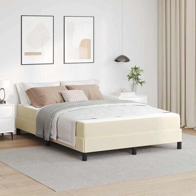 vidaXL Bettrahmen mit Matratze Creme 160 x 200 cm Stoff - Creme vidaXL Bettrahmen mit Matratze Creme 160 x 200 cm Stoff - Creme