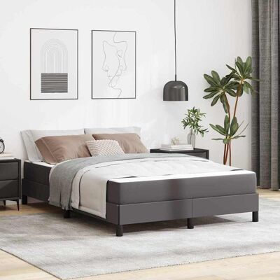 vidaXL Bettrahmen mit Matratze Grau 160 x 200 cm Stoff - Grau vidaXL Bettrahmen mit Matratze Grau 160 x 200 cm Stoff - Grau