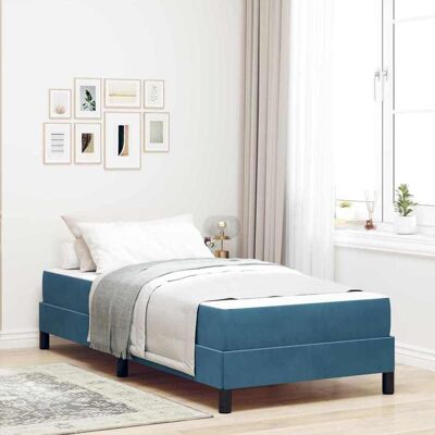 vidaXL Boxspringbett mit Matratze Dunkelblau 90 x 190 cm Stoff - Blau vidaXL Boxspringbett mit Matratze Dunkelblau 90 x 190 cm Stoff - Blau