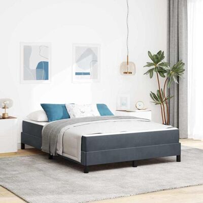 vidaXL Boxspringbett mit Matratze Dunkelgrau 140 x 190 cm Stoff - Grau vidaXL Boxspringbett mit Matratze Dunkelgrau 140 x 190 cm Stoff - Grau