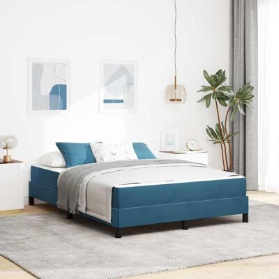 vidaXL Boxspringbett mit Matratze Dunkelblau 160 x 200 cm Stoff - Blau vidaXL Boxspringbett mit Matratze Dunkelblau 160 x 200 cm Stoff - Blau