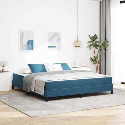 vidaXL Boxspringbett mit Matratze Dunkelblau 180 x 200 cm Stoff - Blau vidaXL Boxspringbett mit Matratze Dunkelblau 180 x 200 cm Stoff - Blau