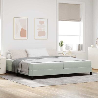 vidaXL Boxspringbett mit Matratze Hellgrau 200 x 200 cm Stoff - Grau vidaXL Boxspringbett mit Matratze Hellgrau 200 x 200 cm Stoff - Grau