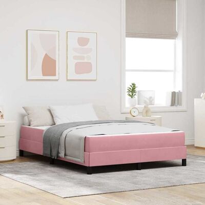 vidaXL Boxspringbett mit Matratze Rosa 160 x 220 cm Stoff - Rosa vidaXL Boxspringbett mit Matratze Rosa 160 x 220 cm Stoff - Rosa