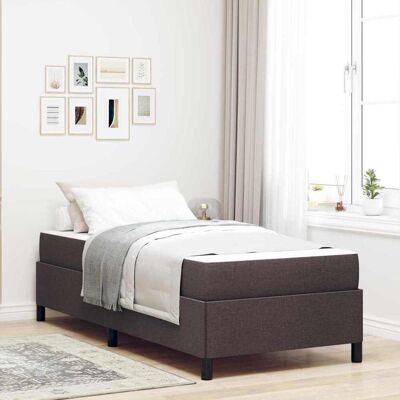 vidaXL Boxspringbett mit Matratze Dunkelbraun 90 x 190 cm Stoff - Braun vidaXL Boxspringbett mit Matratze Dunkelbraun 90 x 190 cm Stoff - Braun