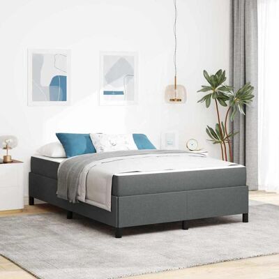 vidaXL Boxspringbett mit Matratze Dunkelgrau 140 x 190 cm Stoff - Grau vidaXL Boxspringbett mit Matratze Dunkelgrau 140 x 190 cm Stoff - Grau