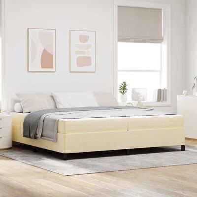 vidaXL Boxspringbett mit Matratze Creme 200 x 200 cm Stoff - Creme vidaXL Boxspringbett mit Matratze Creme 200 x 200 cm Stoff - Creme