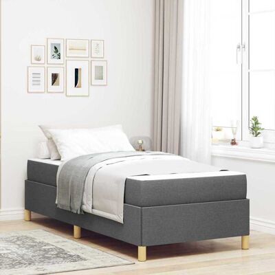 vidaXL Bettrahmen mit Matratze Dunkelgrau 90 x 190 cm Stoff - Blassgrau vidaXL Bettrahmen mit Matratze Dunkelgrau 90 x 190 cm Stoff - Blassgrau