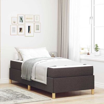 vidaXL Bettrahmen mit Matratze Dunkelbraun 90 x 190 cm Stoff - Braun vidaXL Bettrahmen mit Matratze Dunkelbraun 90 x 190 cm Stoff - Braun
