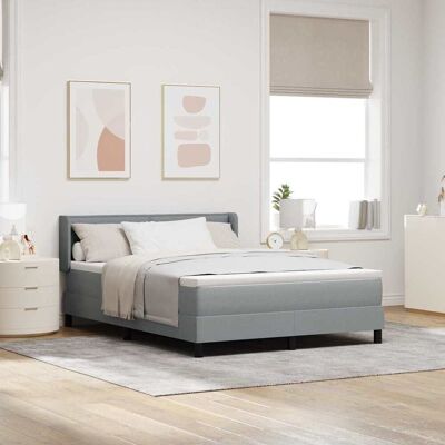 vidaXL Boxspringbett mit Kopfteil Hellgrau 190 x 140 cm Stoff - Hellgrau vidaXL Boxspringbett mit Kopfteil Hellgrau 190 x 140 cm Stoff - Hellgrau