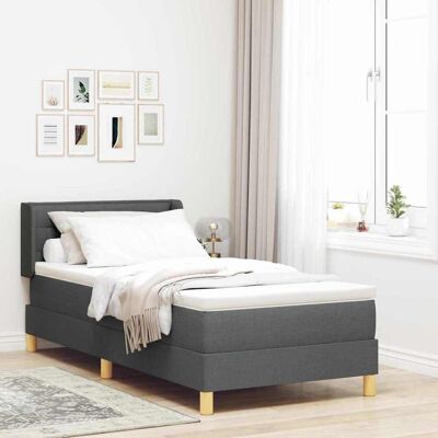 vidaXL Boxspringbett mit Matratze Dunkelgrau 200 x 80 cm Stoff - Grau vidaXL Boxspringbett mit Matratze Dunkelgrau 200 x 80 cm Stoff - Grau