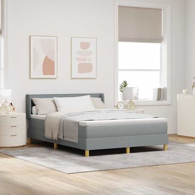 vidaXL Boxspringbett mit Matratze Hellgrau 190 x 140 cm Stoff - Hellgrau vidaXL Boxspringbett mit Matratze Hellgrau 190 x 140 cm Stoff - Hellgrau