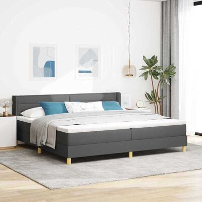 vidaXL Boxspringbett mit Matratze Dunkelgrau 200 x 200 cm Stoff - Grau vidaXL Boxspringbett mit Matratze Dunkelgrau 200 x 200 cm Stoff - Grau