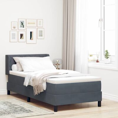 vidaXL Boxspringbett mit Kopfteil Dunkelgrau 190 x 90 cm Samt - Grau vidaXL Boxspringbett mit Kopfteil Dunkelgrau 190 x 90 cm Samt - Grau