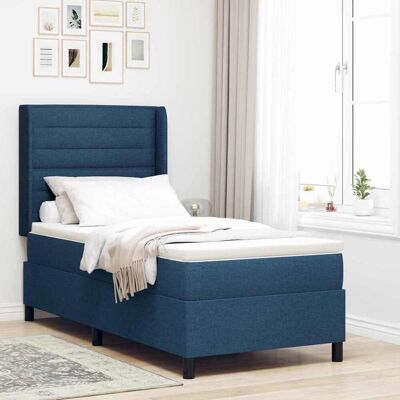 vidaXL Boxspringbett mit Matratze mit Kopfteil Blau 190 x 90 cm Stoff - Blau vidaXL Boxspringbett mit Matratze mit Kopfteil Blau 190 x 90 cm Stoff - Blau