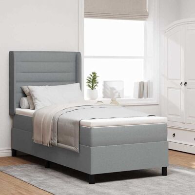 vidaXL Boxspringbett mit Matratze Hellgrau 200 x 100 cm Stoff - Hellgrau vidaXL Boxspringbett mit Matratze Hellgrau 200 x 100 cm Stoff - Hellgrau