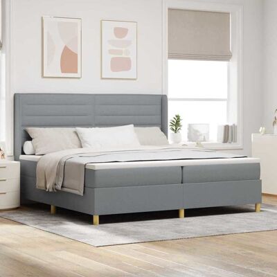 vidaXL Boxspringbett mit Matratze Hellgrau 200 x 200 cm Stoff - Hellgrau vidaXL Boxspringbett mit Matratze Hellgrau 200 x 200 cm Stoff - Hellgrau