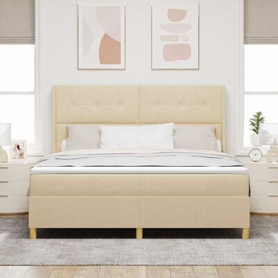 vidaXL Boxspringbett mit Kopfteil Creme 180 x 200 cm Stoff - Creme vidaXL Boxspringbett mit Kopfteil Creme 180 x 200 cm Stoff - Creme