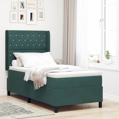 vidaXL Boxspringbett mit Matratze Dunkelgrün 100 x 200 cm Samt - Grün vidaXL Boxspringbett mit Matratze Dunkelgrün 100 x 200 cm Samt - Grün