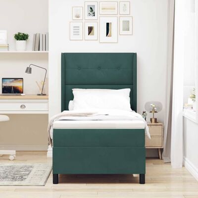 vidaXL Boxspringbett mit Kopfteil Dunkelgrün 90 x 190 cm Samt - Grün vidaXL Boxspringbett mit Kopfteil Dunkelgrün 90 x 190 cm Samt - Grün