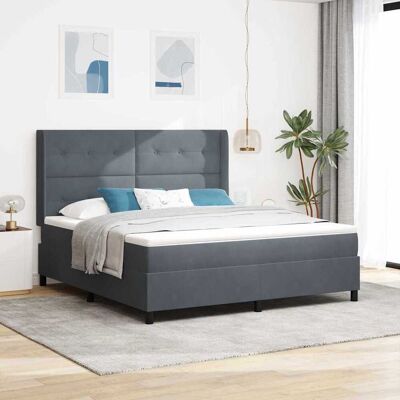 vidaXL Boxspringbett mit Kopfteil Dunkelgrau 180 x 200 cm Samt - Grau vidaXL Boxspringbett mit Kopfteil Dunkelgrau 180 x 200 cm Samt - Grau