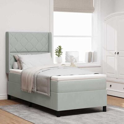 vidaXL Boxspringbett mit Kopfteil Hellgrau 90 x 190 cm Samt - Hellgrau vidaXL Boxspringbett mit Kopfteil Hellgrau 90 x 190 cm Samt - Hellgrau