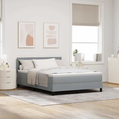 vidaXL Boxspringbett mit Matratze mit LED Hellgrau 140 x 200 cm Stoff - Grau vidaXL Boxspringbett mit Matratze mit LED Hellgrau 140 x 200 cm Stoff - Grau