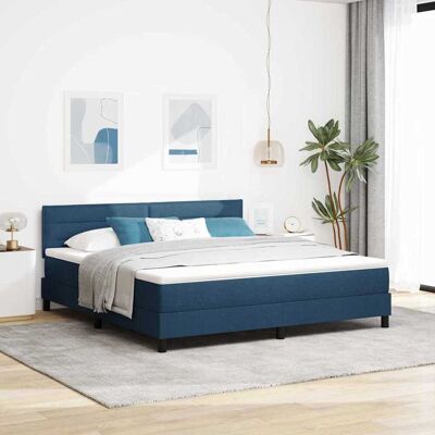 vidaXL Boxspringbett mit Matratze mit LED Blau 180 x 200 cm Stoff - Blau vidaXL Boxspringbett mit Matratze mit LED Blau 180 x 200 cm Stoff - Blau