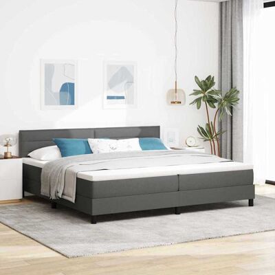 vidaXL Boxspringbett mit Matratze Dunkelgrau 200 x 200 cm Stoff - Grau vidaXL Boxspringbett mit Matratze Dunkelgrau 200 x 200 cm Stoff - Grau