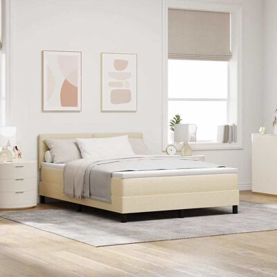 vidaXL Boxspringbett mit LED-Lichtleisten Creme 160 x 200 cm Stoff - Creme vidaXL Boxspringbett mit LED-Lichtleisten Creme 160 x 200 cm Stoff - Creme