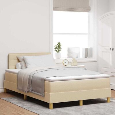 vidaXL LED Boxspringbett mit LED-Lichtleisten Creme 120 x 190 cm Stoff - Creme vidaXL LED Boxspringbett mit LED-Lichtleisten Creme 120 x 190 cm Stoff - Creme