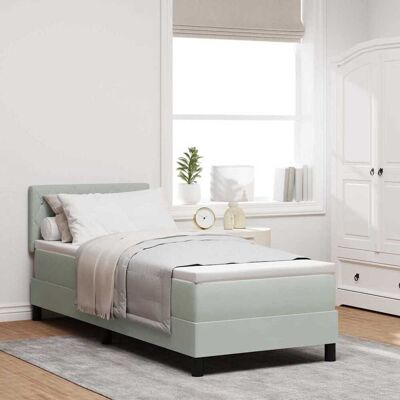 vidaXL LED Boxspringbett mit Matratze Hellgrau 80 x 200 cm Samt - Grau vidaXL LED Boxspringbett mit Matratze Hellgrau 80 x 200 cm Samt - Grau