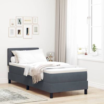 vidaXL LED Boxspringbett mit Matratze Dunkelgrau 80 x 200 cm Samt - Grau vidaXL LED Boxspringbett mit Matratze Dunkelgrau 80 x 200 cm Samt - Grau