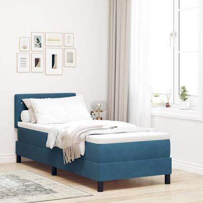 vidaXL LED Boxspringbett mit Matratze Dunkelblau 80 x 200 cm Samt - Blau vidaXL LED Boxspringbett mit Matratze Dunkelblau 80 x 200 cm Samt - Blau