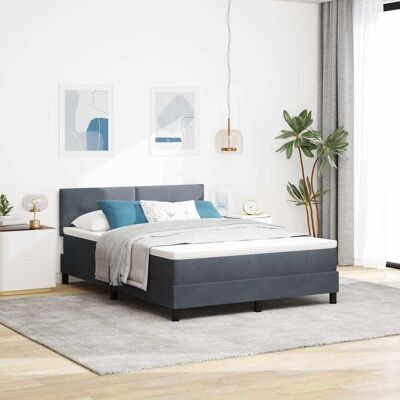 vidaXL LED Boxspringbett mit Kopfteil Dunkelgrau 140 x 190 cm Samt - Grau vidaXL LED Boxspringbett mit Kopfteil Dunkelgrau 140 x 190 cm Samt - Grau