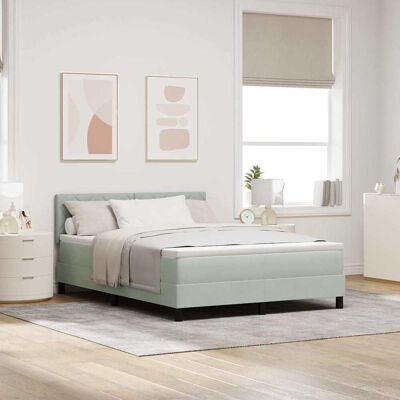 vidaXL LED Boxspringbett mit Kopfteil Hellgrau 140 x 190 cm Samt - Grau vidaXL LED Boxspringbett mit Kopfteil Hellgrau 140 x 190 cm Samt - Grau