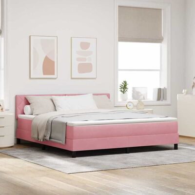 vidaXL LED Boxspringbett mit LED-Lichtleisten Rosa 180 x 200 cm Samt - Rosa vidaXL LED Boxspringbett mit LED-Lichtleisten Rosa 180 x 200 cm Samt - Rosa