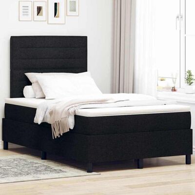 vidaXL Boxspringbett mit Matratze mit LED Schwarz 120 x 200 cm Stoff - Schwarz vidaXL Boxspringbett mit Matratze mit LED Schwarz 120 x 200 cm Stoff - Schwarz