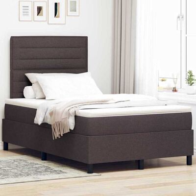 vidaXL Boxspringbett mit Matratze Dunkelbraun 120 x 200 cm Stoff - Braun vidaXL Boxspringbett mit Matratze Dunkelbraun 120 x 200 cm Stoff - Braun