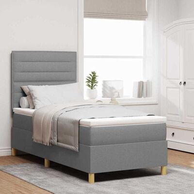 vidaXL LED Boxspringbett mit Matratze Hellgrau 80 x 200 cm Stoff - Hellgrau vidaXL LED Boxspringbett mit Matratze Hellgrau 80 x 200 cm Stoff - Hellgrau