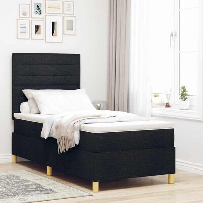 vidaXL LED Boxspringbett mit Matratze Schwarz 80 x 200 cm Stoff - Schwarz vidaXL LED Boxspringbett mit Matratze Schwarz 80 x 200 cm Stoff - Schwarz