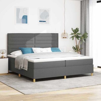 vidaXL LED Boxspringbett mit Matratze Dunkelgrau 200 x 200 cm Stoff - Grau vidaXL LED Boxspringbett mit Matratze Dunkelgrau 200 x 200 cm Stoff - Grau