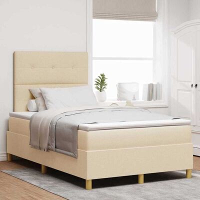 vidaXL LED Boxspringbett mit Kopfteil Creme 120 x 190 cm Stoff - Creme vidaXL LED Boxspringbett mit Kopfteil Creme 120 x 190 cm Stoff - Creme