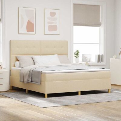 vidaXL LED Boxspringbett mit Kopfteil Creme 180 x 200 cm Stoff - Creme vidaXL LED Boxspringbett mit Kopfteil Creme 180 x 200 cm Stoff - Creme
