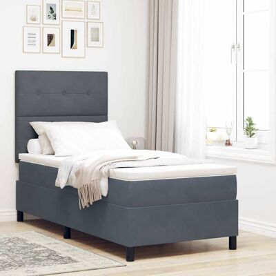 vidaXL LED Boxspringbett mit Kopfteil Dunkelgrau 90 x 190 cm Samt - Grau vidaXL LED Boxspringbett mit Kopfteil Dunkelgrau 90 x 190 cm Samt - Grau