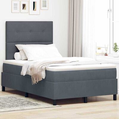 vidaXL LED Boxspringbett mit Kopfteil Dunkelgrau 120 x 190 cm Samt - Grau vidaXL LED Boxspringbett mit Kopfteil Dunkelgrau 120 x 190 cm Samt - Grau