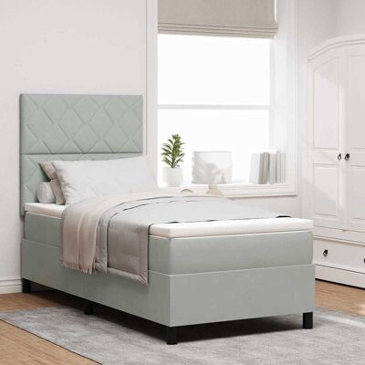 vidaXL LED Boxspringbett mit Kopfteil Hellgrau 90 x 190 cm Samt - Hellgrau vidaXL LED Boxspringbett mit Kopfteil Hellgrau 90 x 190 cm Samt - Hellgrau