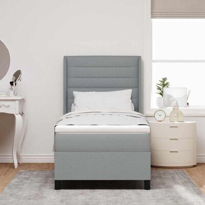 vidaXL LED Boxspringbett mit Matratze Hellgrau 100 x 200 cm Stoff - Hellgrau vidaXL LED Boxspringbett mit Matratze Hellgrau 100 x 200 cm Stoff - Hellgrau