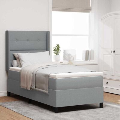 vidaXL LED Boxspringbett mit Kopfteil Hellgrau 90 x 190 cm Stoff - Hellgrau vidaXL LED Boxspringbett mit Kopfteil Hellgrau 90 x 190 cm Stoff - Hellgrau